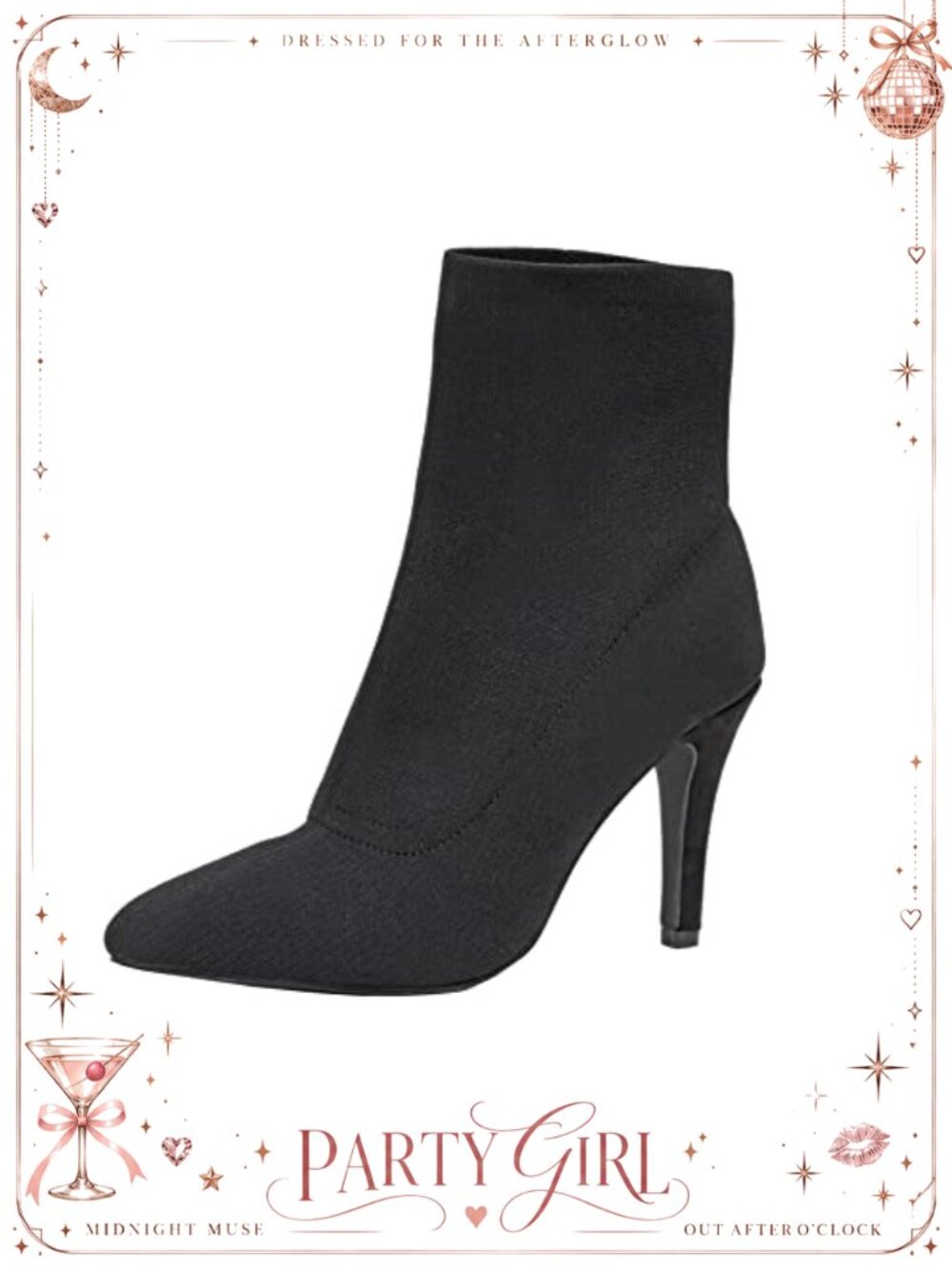 Stretch Knit Memory Foam Kitten Heel Ankle Booties Slip-On